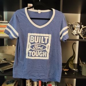 Built Ford Tough | Script Retro Royal Blue White Ringer T-Shirt S